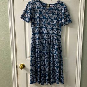 Lula Roe Teal Triangle Amelia Dress Stretchy